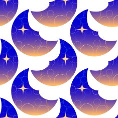 Gradient moon with starry eye on white background