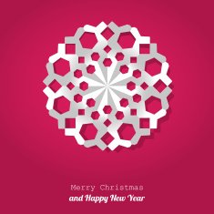 Merry Christmas postcard snowflake on a pink background