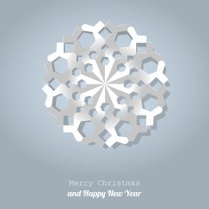 Merry Christmas postcard snowflake on a bright blue background