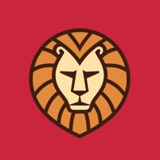 Lion head - vector sign creative illustration in line-art style