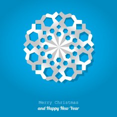 Merry Christmas postcard snowflake on a blue background N2