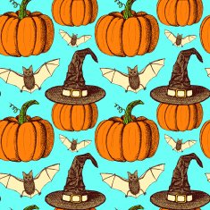 Sketch Halloween seamless pattern