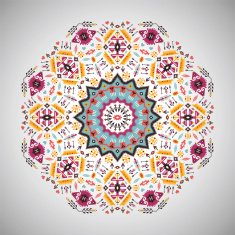 Ornamental round geometric pattern in aztec style N3