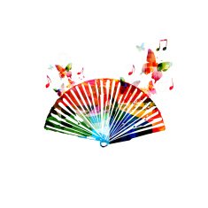 Colorful folding fan design with butterflies