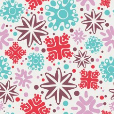 Colorful simple handmade snowflakes seamless pattern