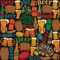 beer icons seamless pattern