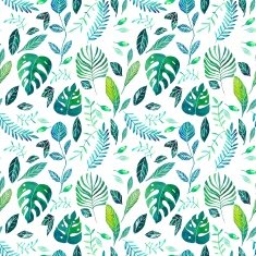 Watercolor leaf seamless pattern background