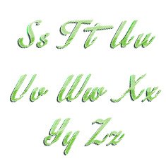 Glossy green alphabet with stripes on white background illustration N2