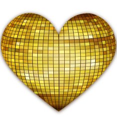 golden disco heart