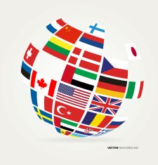 Flags of the world in globe N3