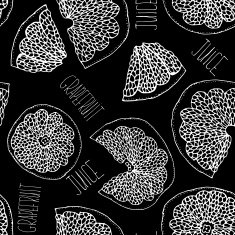 Grapefruit hand drawn doodle seamless pattern