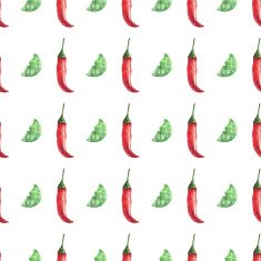 Watercolor chilli pattern N6