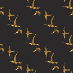 Gold birds seamless pattern