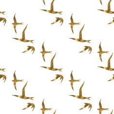 Gold birds seamless pattern N2