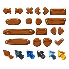 Cartoon Wood Icons Vector Illustrations