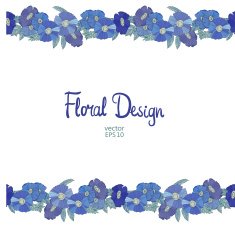 Blue floral border made with wildflowers N7