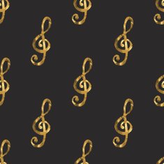 Seamless pattern with gold treble clef N2