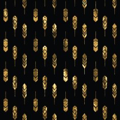 Seamless pattern with gold feathers