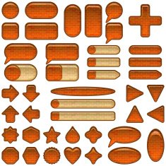 Brick glass buttons set