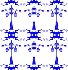 Seamless pattern with streetlight in Dutch tile style blue
