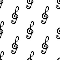 Seamless pattern with ink treble clef N2