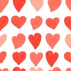 Watercolor red and pink hearts seamless pattern Vector background