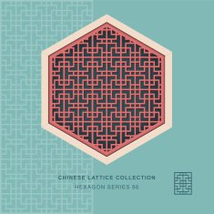 Chinese window tracery hexagon frame 86 geometry square