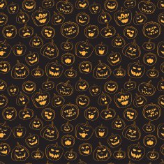 Seamless pattern Of Vintage Happy Halloween pumpkins