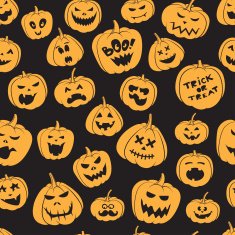 Seamless pattern Of Vintage Happy Halloween pumpkins N2
