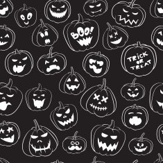 Seamless pattern Of Vintage Happy Halloween pumpkins N3