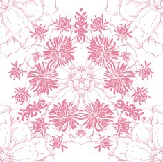 Seamless pattern with chrysanthemums monochrome