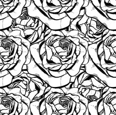 Seamless pattern with roses monochrome