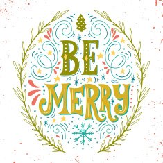 Merry Christmas retro poster with hand lettering N4