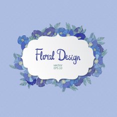 Blue floral border made with wildflowers N9