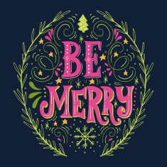 Merry Christmas retro poster with hand lettering N6
