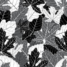 Elegant black and white foliage seamless pattern