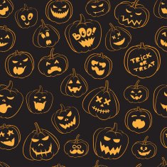 Seamless pattern Of Vintage Happy Halloween pumpkins N5