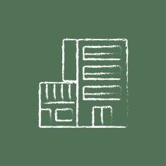 Hotel building icon drawn in chalk