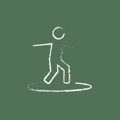 Man on a surfboard icon drawn in chalk