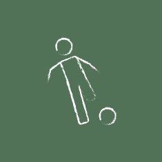 Soccer player with ball icon drawn in chalk