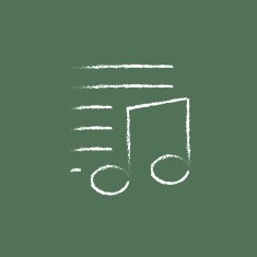 Musical note and lines icon drawn in chalk