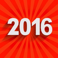 White Paper Origami Happy new Year 2016 card or background