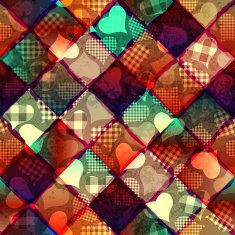 Hearts pattern on geometric background