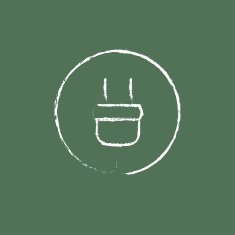 Electrical plug icon drawn in chalk