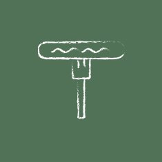Sausage on the fork icon drawn in chalk