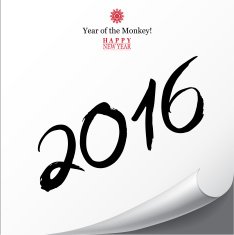 Calligraphy 2016 Happy New Year sign card with Monkey