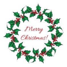 Hand drawn Holly wreath