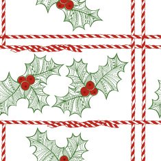 Vector seamless pattern with holly berry Christmas doodle background N2