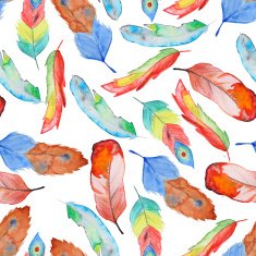 Watercolor pattern with feathers N4