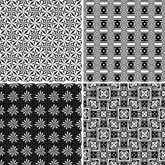 Set of Geometric seamless patterns Black and White Vector